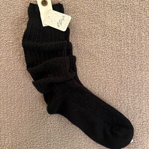NWT Free People Knit Scrunchie Boot Socks in Black